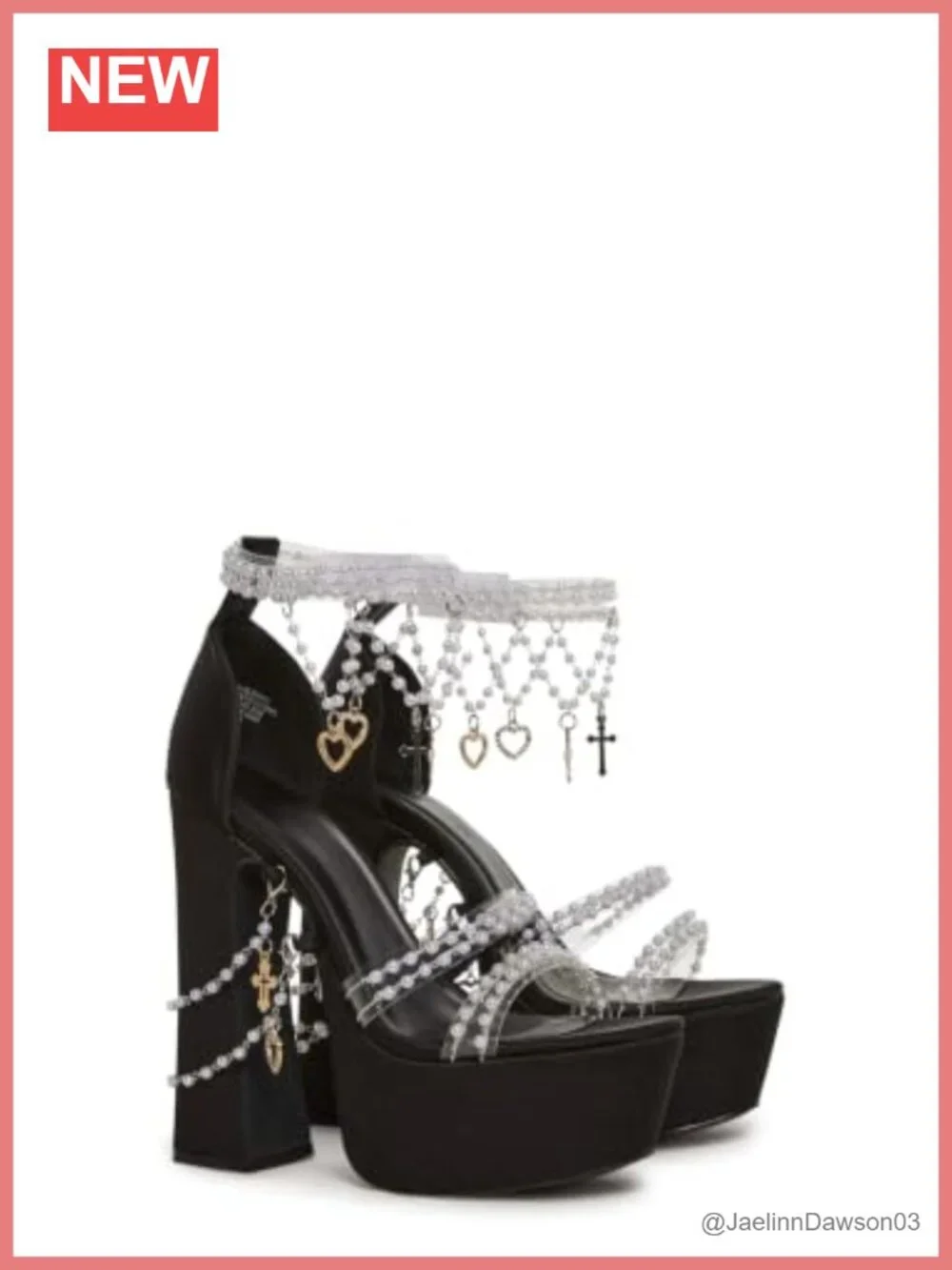 Velvet Heels with Pearl Beads & Adjustable Straps, Chunky Platform Stiletto